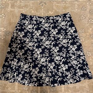 LOFT Black and White A-Line Mini Skirt